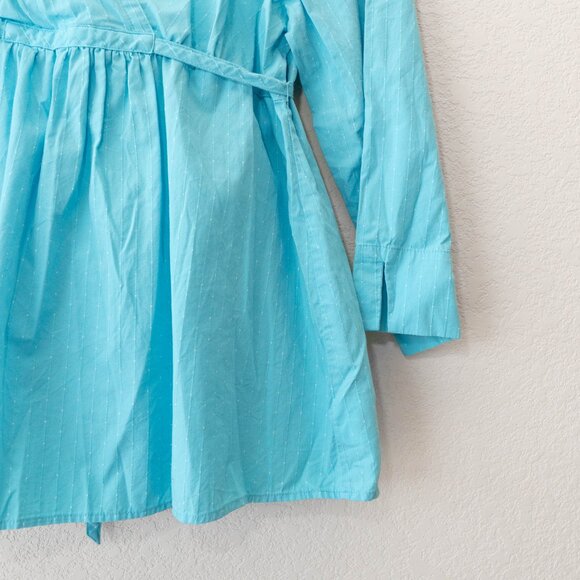 Motherhood Maternity L Blue Wrap Tie Back 3/4 Sleeve Cotton Top - Picture 4 of 12